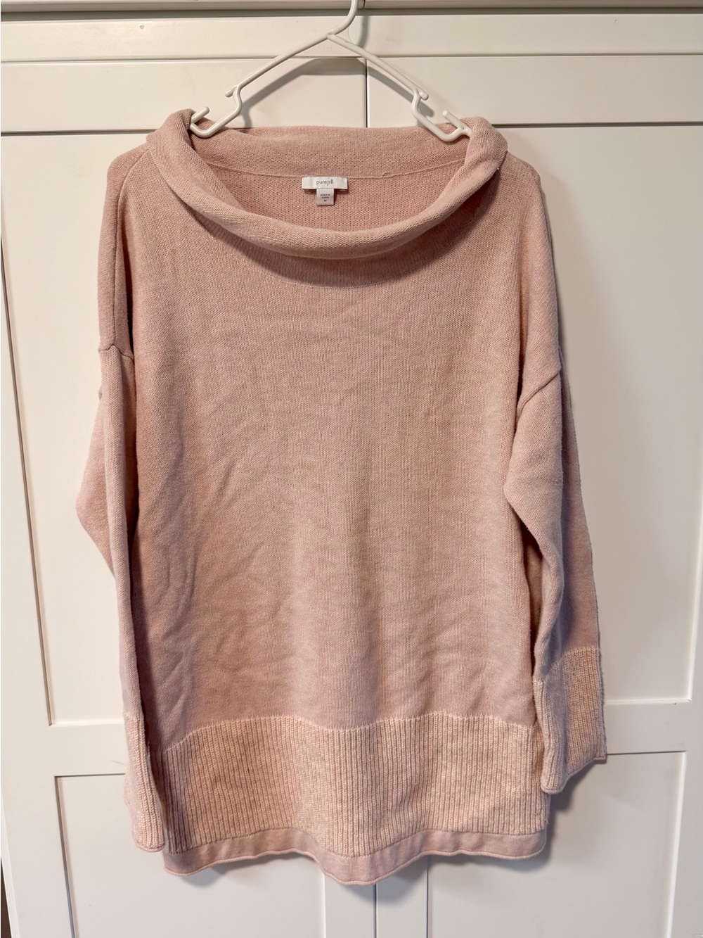 Pure Jill J. Jill Pink Cotton Cowl Neck Tunic Sweater